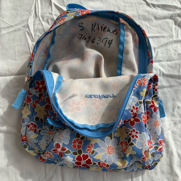 Vintage Early 2000s Old Navy Y2K Blue Colourful Tropical Floral Mini Backpack - Picture 6 of 6